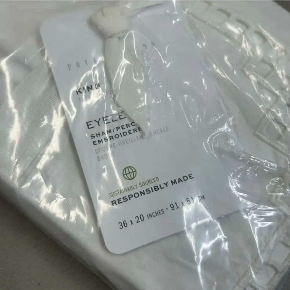 Pottery Barn Eyelet King Sham Pillow Cover Solid White 36